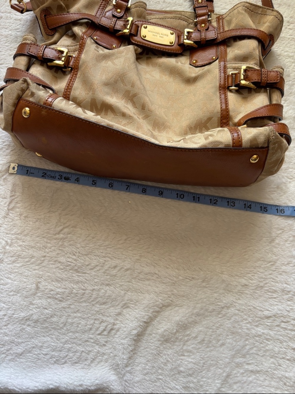 Michael Kors Tan & Brown MK Signature Tote with Leather Trim - Picture 2 of 15